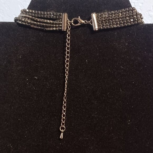 Multi-Stranded Black Rhinestone Necklace, 22" - Picture 3 of 3